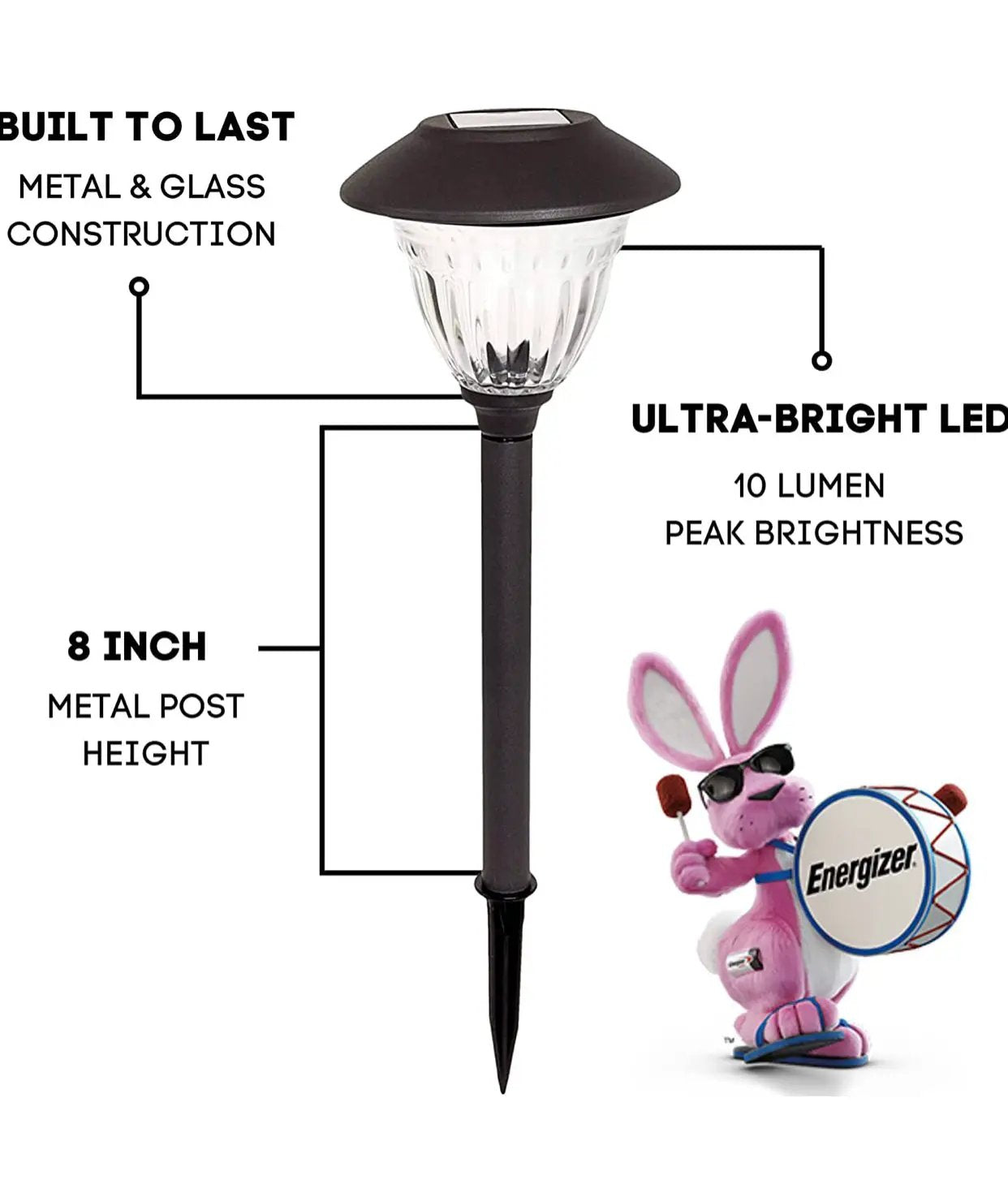 Energizer 10 Pack Solar LED Pathway Lights Outdoor-Stainless Steel by Outdoor Solar Outlet