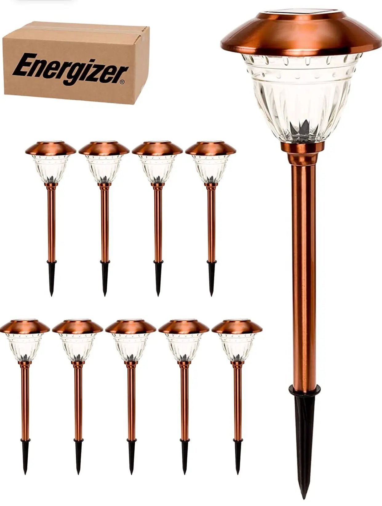 Energizer 10 Pack Solar LED Pathway Lights Outdoor-Stainless Steel by Outdoor Solar Outlet