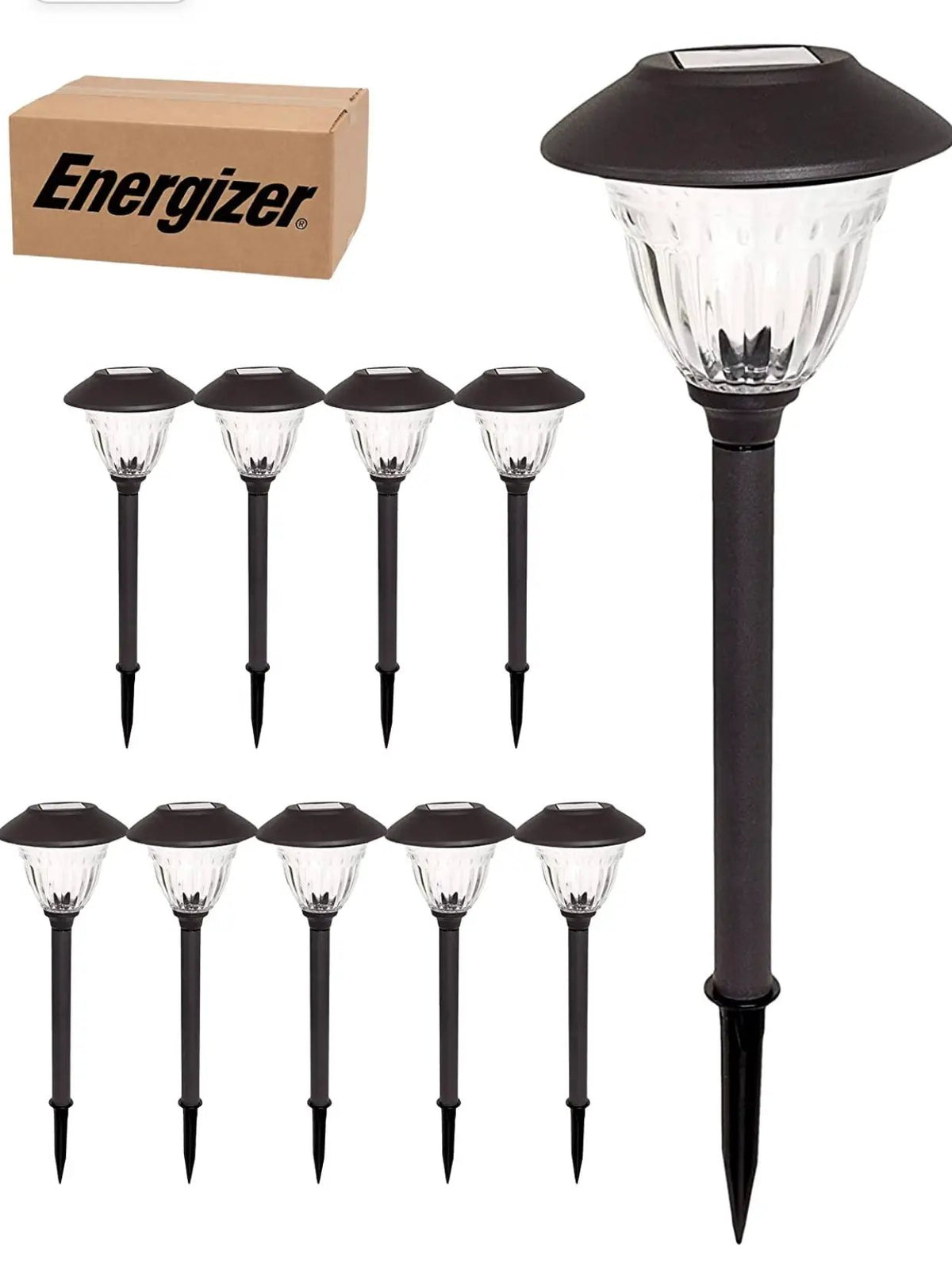 Energizer 10 Pack Solar LED Pathway Lights Outdoor-Stainless Steel by Outdoor Solar Outlet