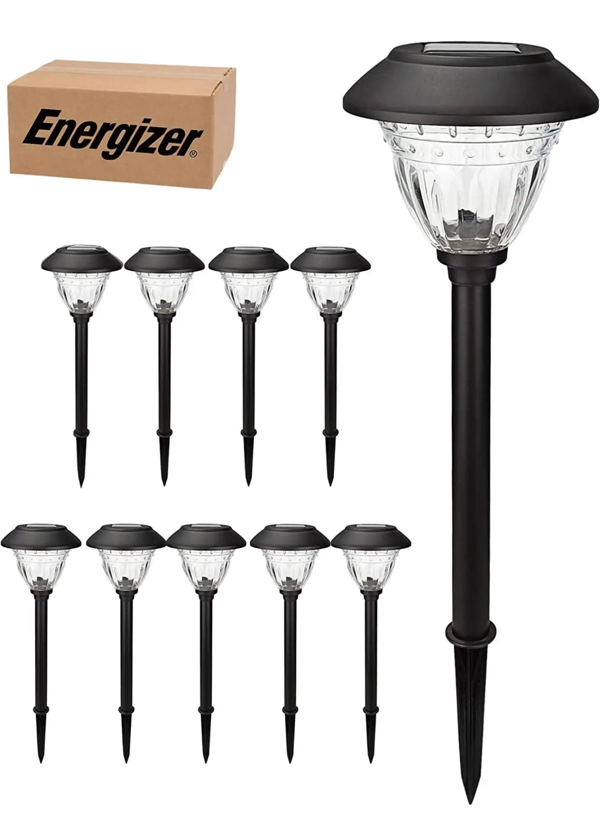 Energizer 10 Pack Solar LED Pathway Lights Outdoor-Stainless Steel by Outdoor Solar Outlet