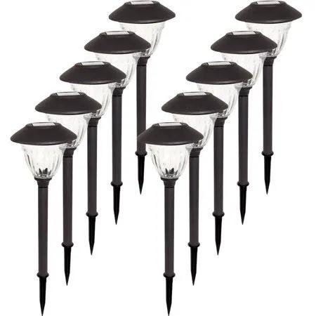 Energizer 10 Pack Solar Pathway LED Lights Outdoor-Stainless Steel ( Gunmetal ) by Outdoor Solar Outlet
