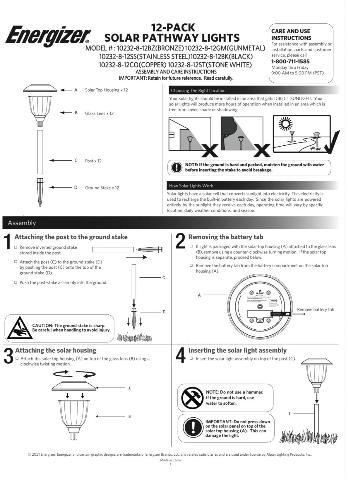 Energizer 12 Pack Solar Pathway Light Set 15-Lumen by Outdoor Solar Outlet