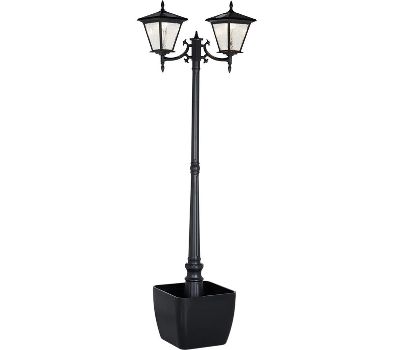 Energizer 2 Heads Solar Post Lamp With Planter by Outdoor Solar Outlet