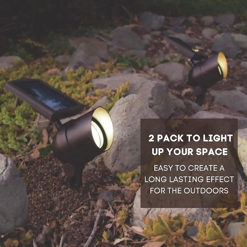 Energizer 2 Pack Spot Light Solar 45-Lumen Metal Outdoor Waterproof LED Landscape by Outdoor Solar Outlet
