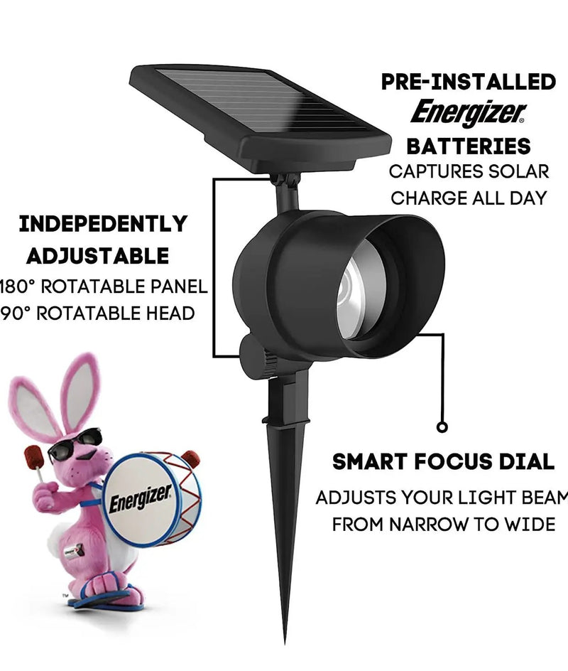Energizer 2 Pack Spot Light Solar 45-Lumen Metal Outdoor Waterproof LED Landscape by Outdoor Solar Outlet