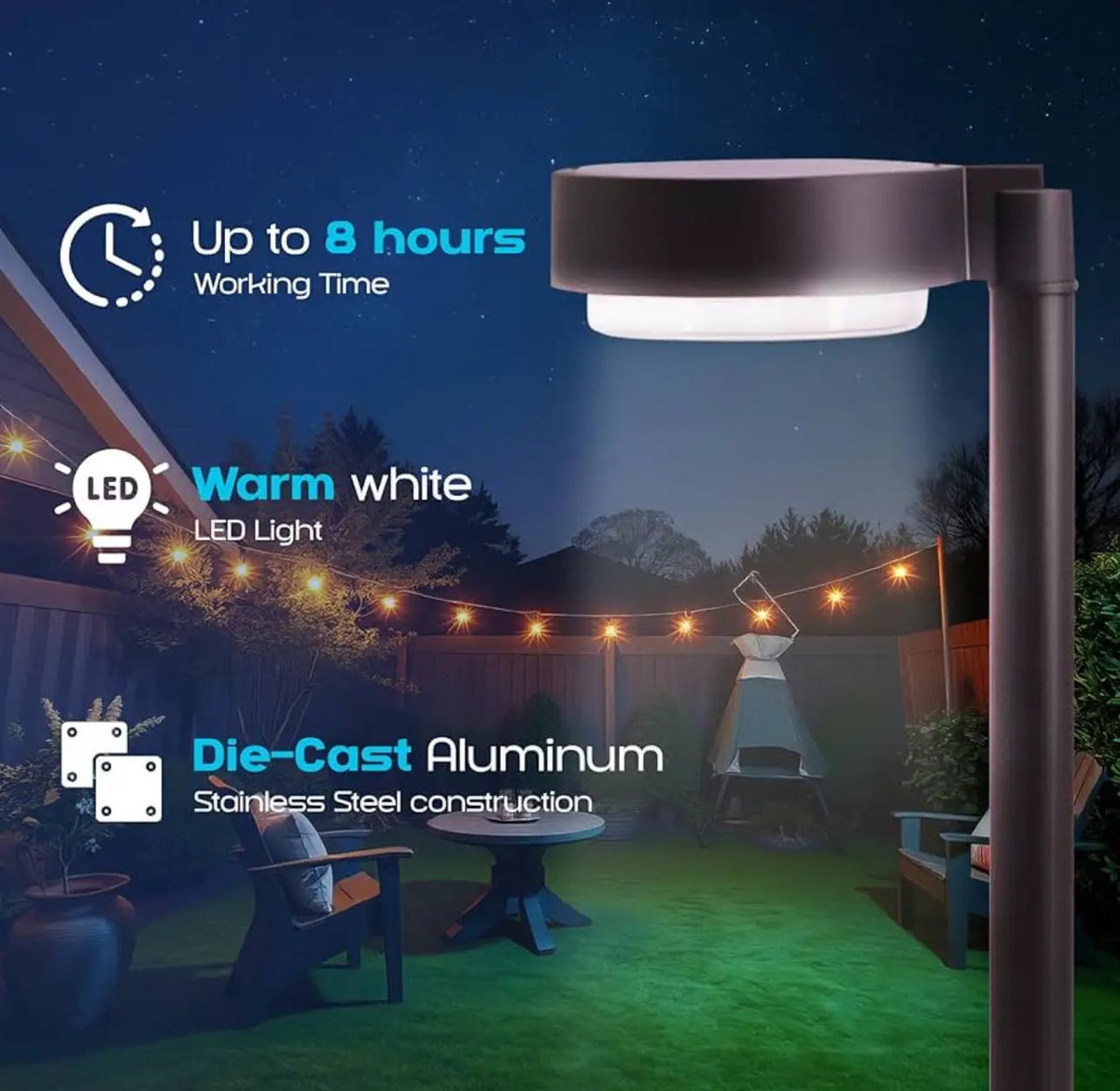 Energizer 20 Lumen Set of 4 Down light Aluminum Solar Pathway Lights by Outdoor Solar Outlet