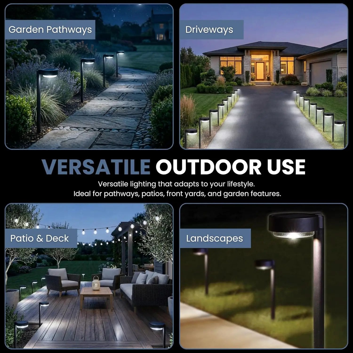 Energizer 20 Lumen Set of 4 Down light Aluminum Solar Pathway Lights by Outdoor Solar Outlet