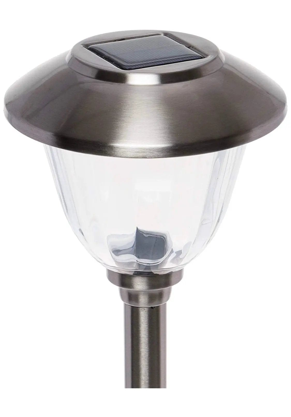 Energizer 8 Pack Solar Pathway LED Lights Outdoor- Glass and Stainless Steel 15 LM ( Silver ) by Outdoor Solar Outlet