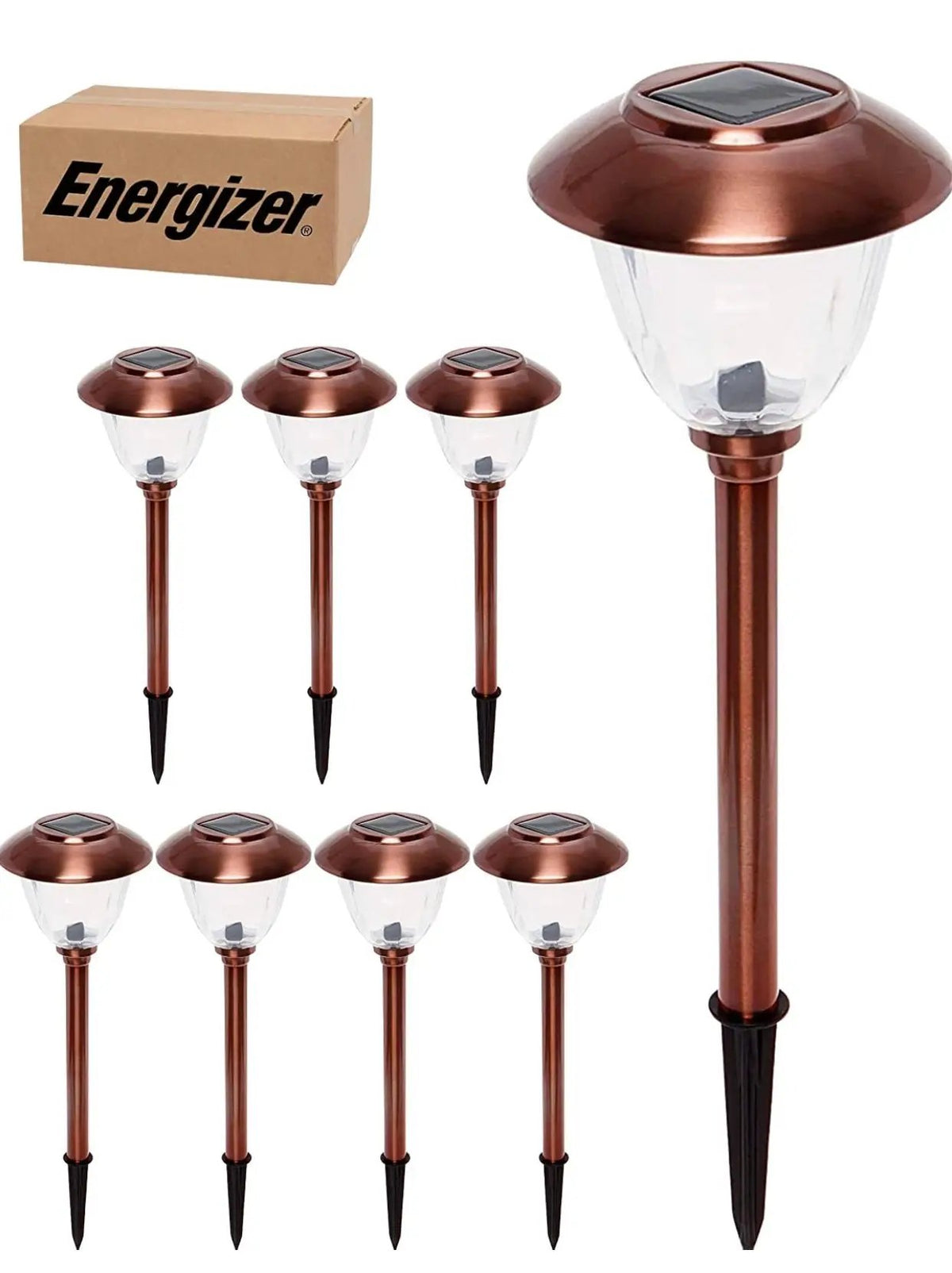 Energizer 8 Pack Solar Pathway LED Lights Outdoor-Stainless Steel 15 Lumen by Outdoor Solar Outlet