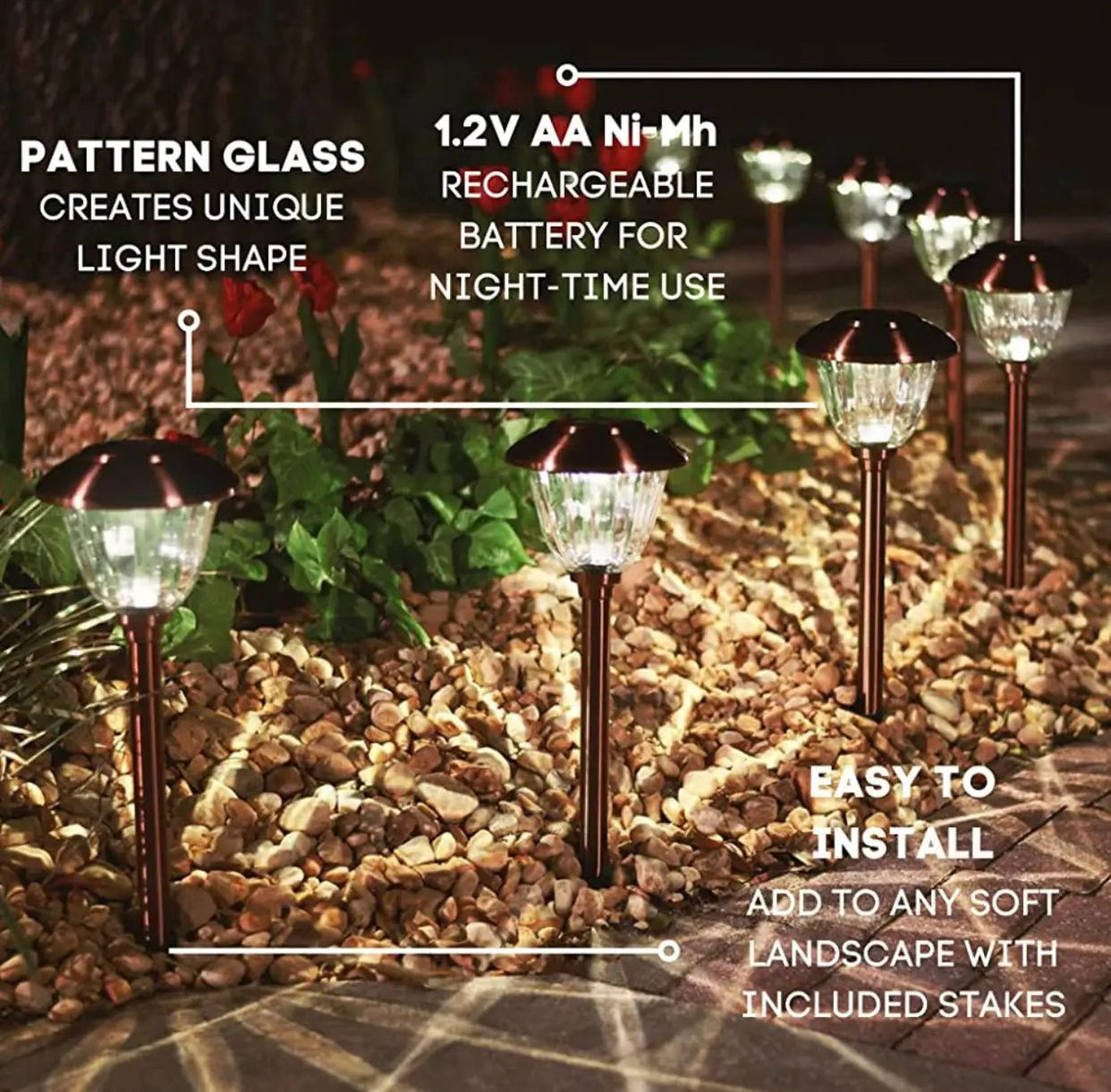 Energizer 8 Pack Solar Pathway LED Lights Outdoor-Stainless Steel 15 Lumen by Outdoor Solar Outlet