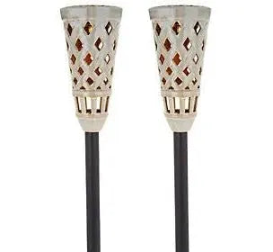 Energizer LED Ceramic Solar Tiki Torch Lights Dancing Lights Outdoor Waterproof 2 Pack by Outdoor Solar Outlet