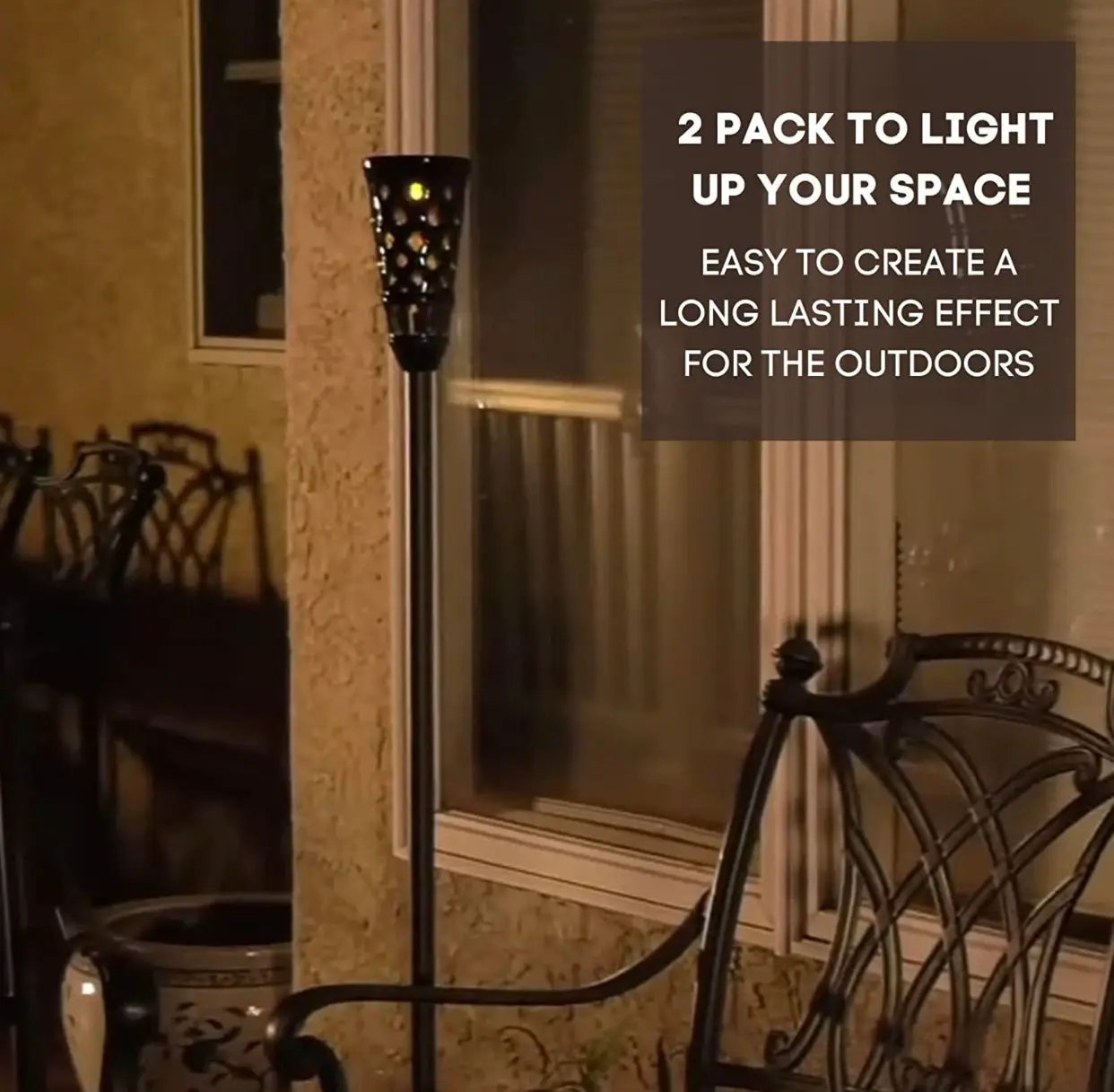 Energizer LED Ceramic Solar Tiki Torch Lights Dancing Lights Outdoor Waterproof 2 Pack by Outdoor Solar Outlet