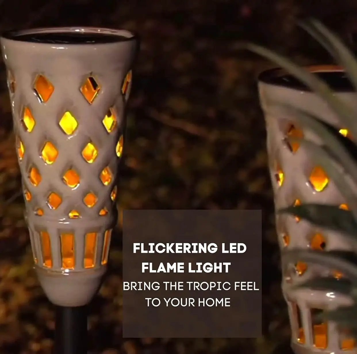 Energizer LED Ceramic Solar Tiki Torch Lights Dancing Lights Outdoor Waterproof 2 Pack by Outdoor Solar Outlet