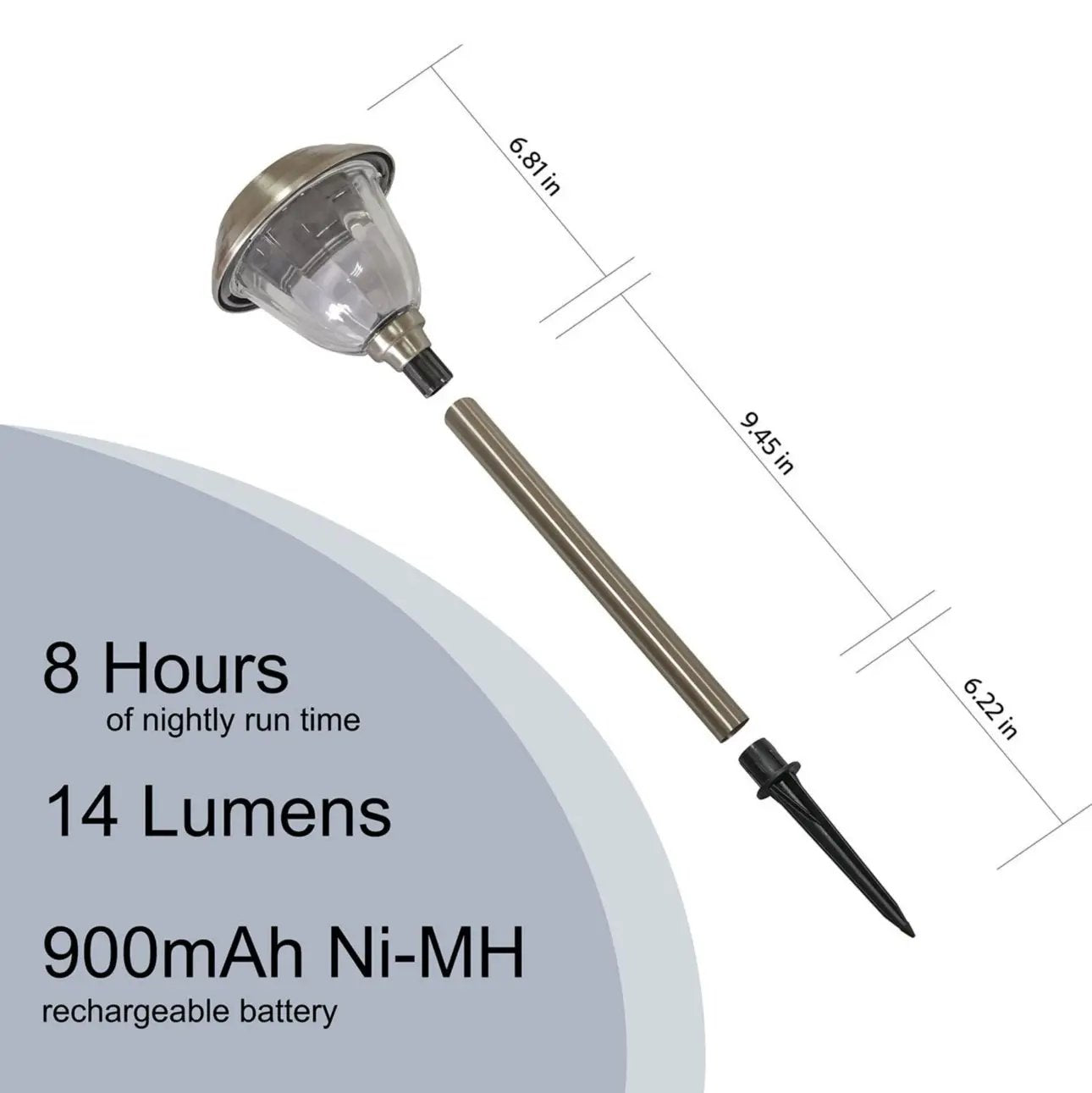 Energizer (SmartYard) 10 Pack Solar Pathway LED Lights Outdoor 15 Lumen-Stainless Steel by Outdoor Solar Outlet