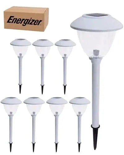 Energizer Solar Outdoor Pathway Lights Stainless Steel And Glass LED Lights- 8 Pack by Outdoor Solar Outlet