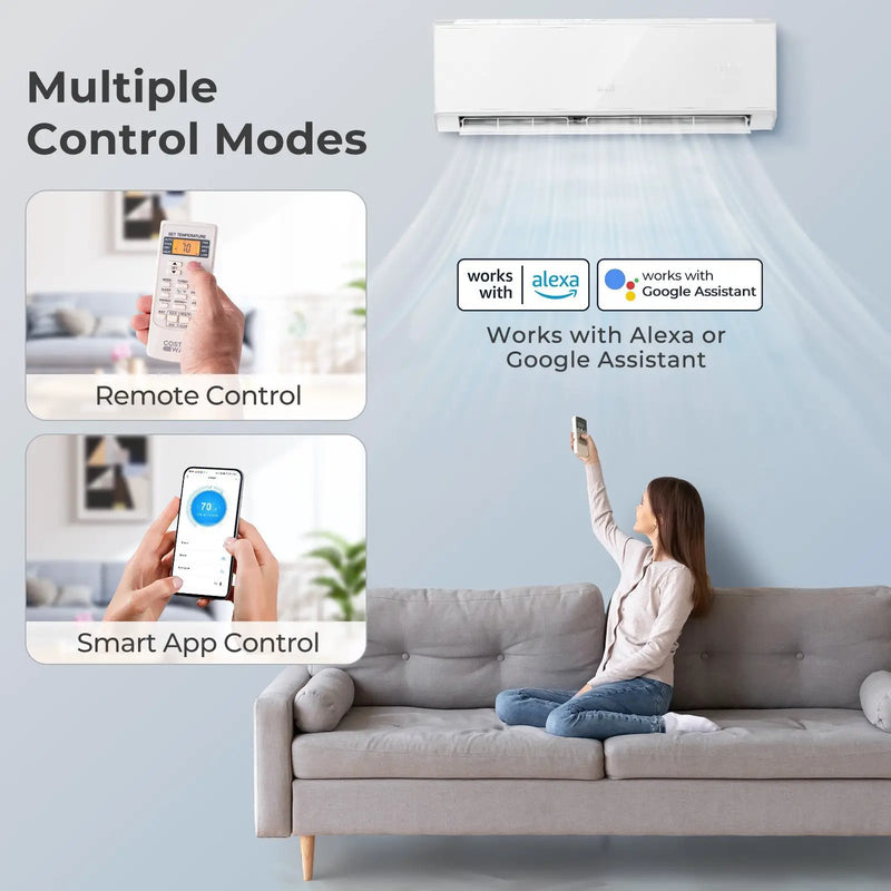 Energy Star Certified 18000 BTU 21 SEER2 208-230V Mini Split Air Conditioner and Heater Wifi Enabled White by DirectDeals