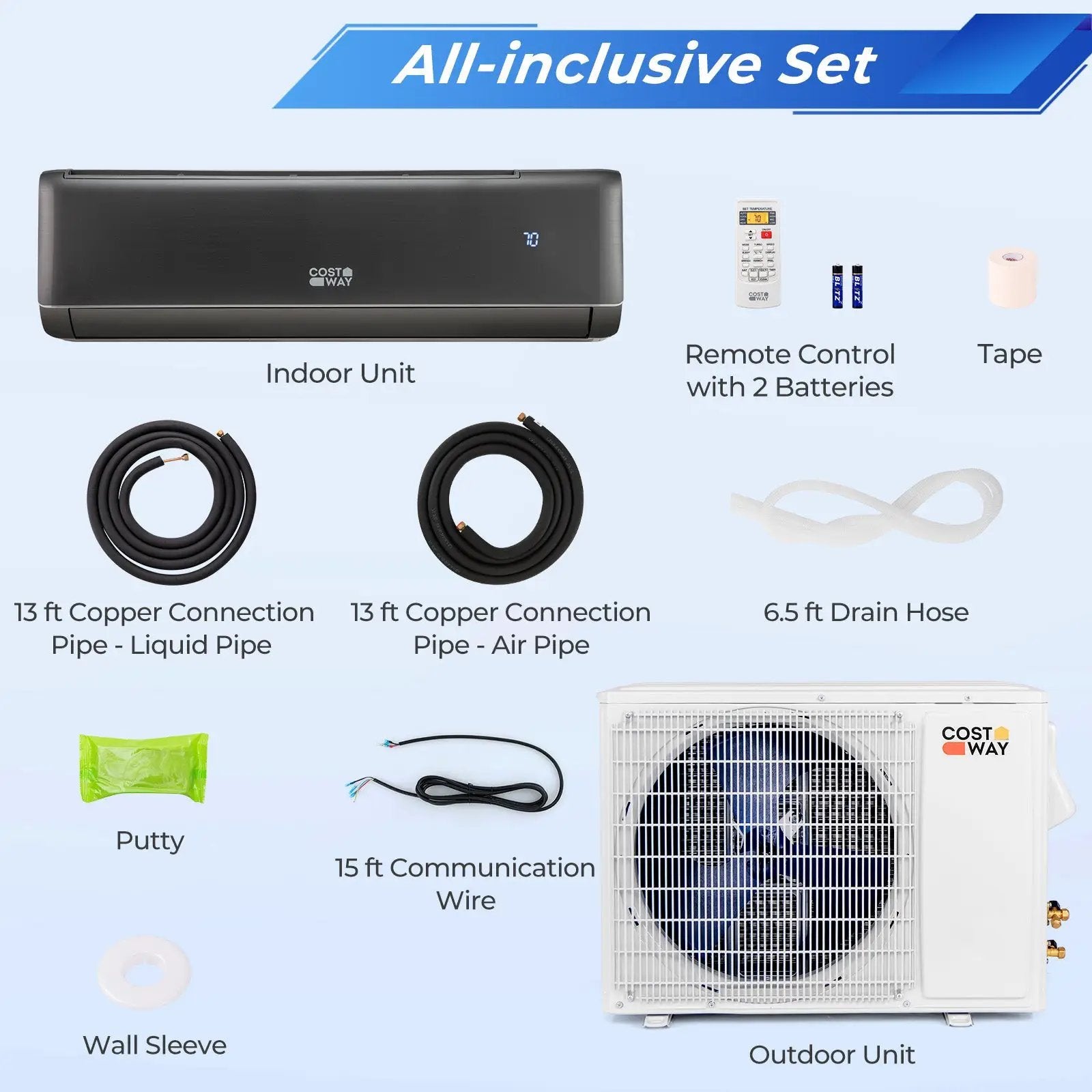 Energy Star Certified 24000 BTU 21 SEER2 208-230V Mini Split Air Conditioner and Heater Gray Wifi Enabled by DirectDeals