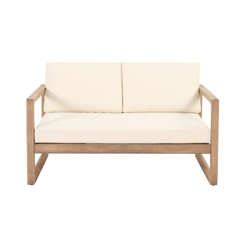 Outdoor Acacia Wood Loveseat and Coffee Table Set with Cushions by HouseOfZazla