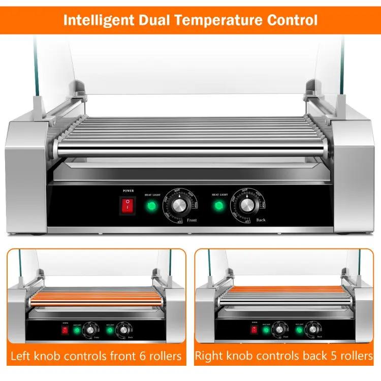 Stainless Steel 11-Roller Hot Dog Cooker, Holds 30 Hot Dogs by DirectDeals