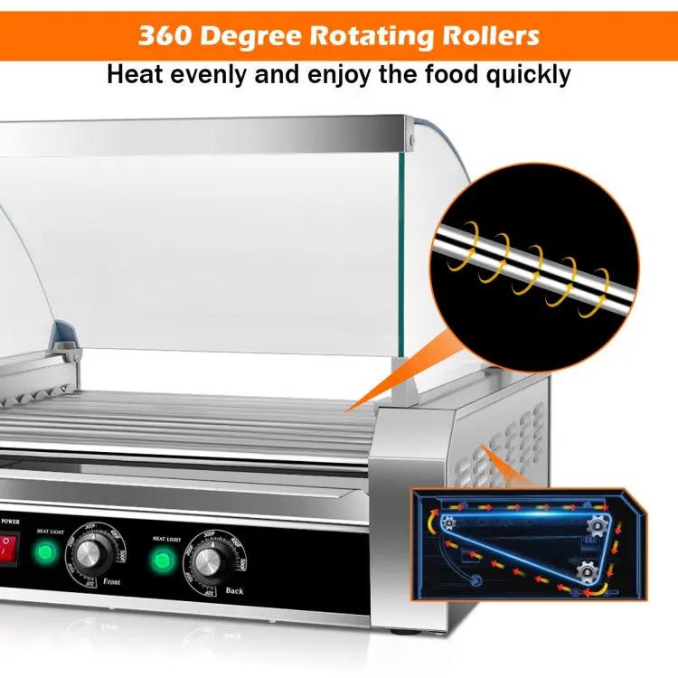 Stainless Steel 11-Roller Hot Dog Cooker, Holds 30 Hot Dogs by DirectDeals