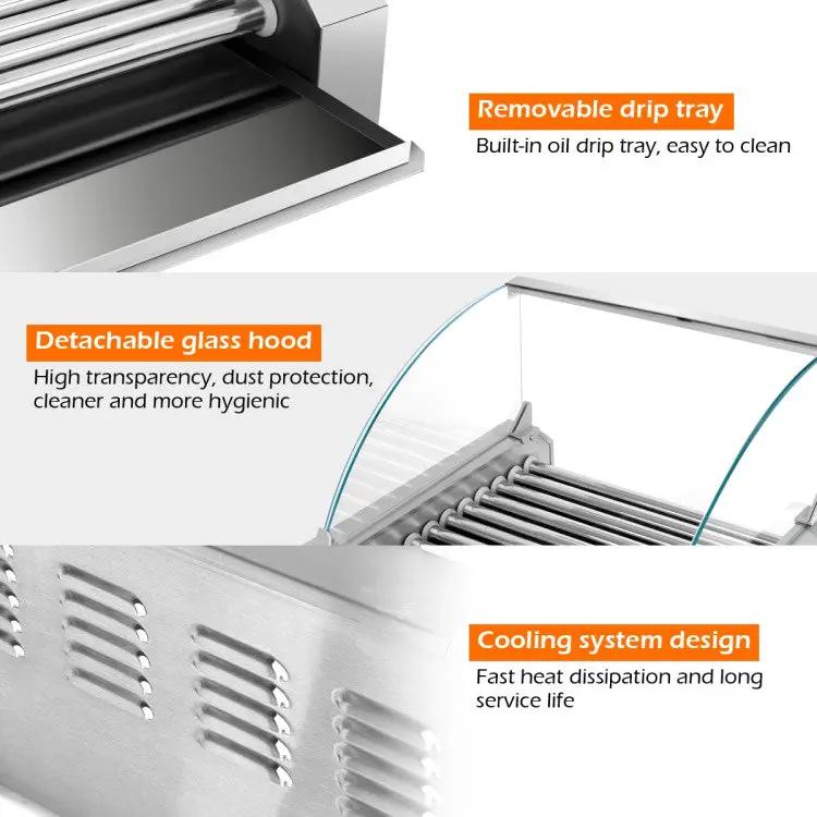 Stainless Steel 11-Roller Hot Dog Cooker, Holds 30 Hot Dogs by DirectDeals