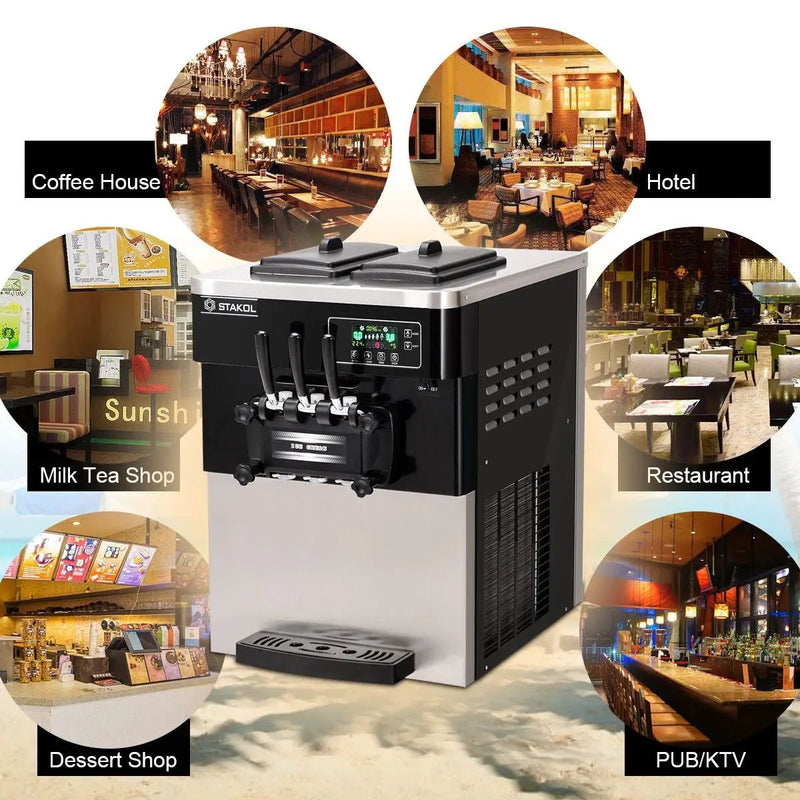 2200W Commercial 3 Flavor Ice Cream Stainless Steel Machine by DirectDeals