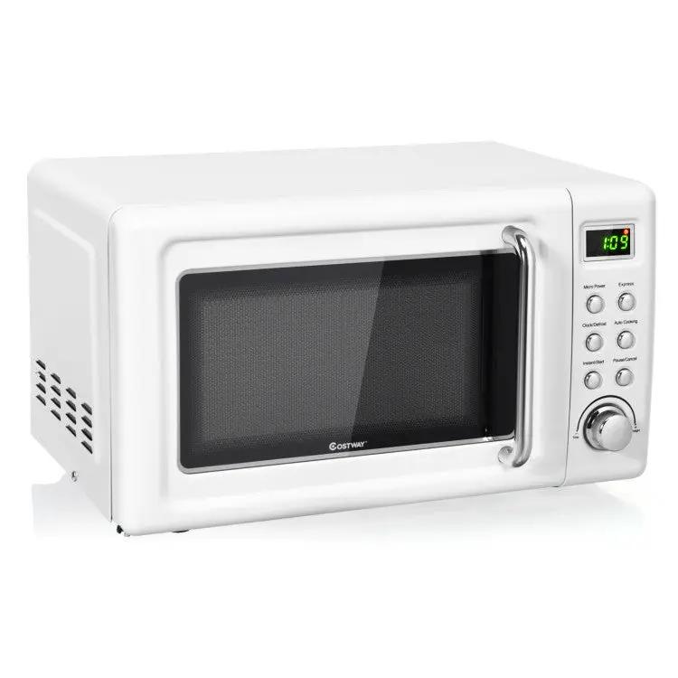 700W Retro Countertop Microwave Oven with 5 Micro Power and Auto Cooking Function by DirectDeals