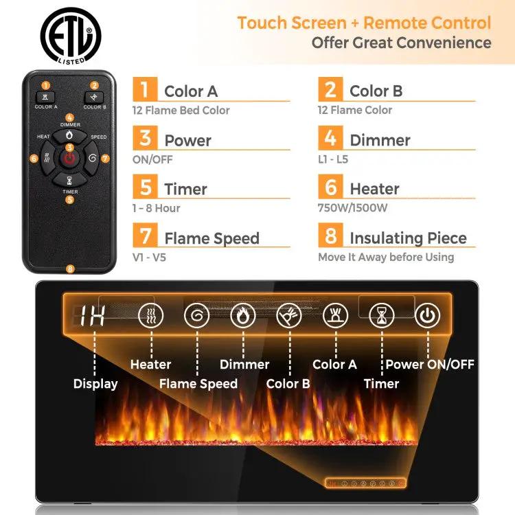 36" Slim Wall Mount Fireplace by DirectDeals
