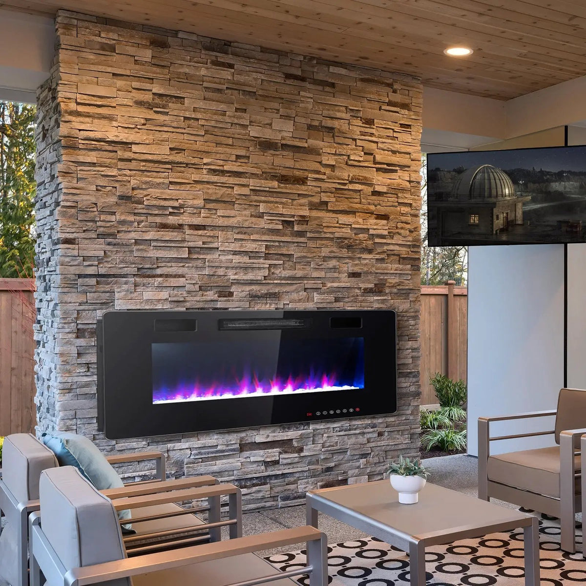 60 Inch Ultra Thin Electric Fireplace with 2 Heat Settings by DirectDeals