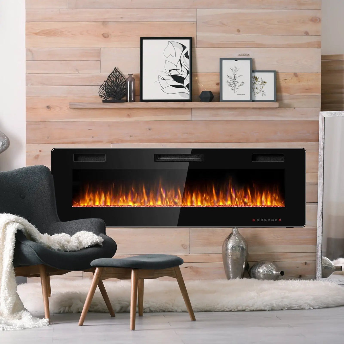 60 Inch Ultra Thin Electric Fireplace with 2 Heat Settings by DirectDeals
