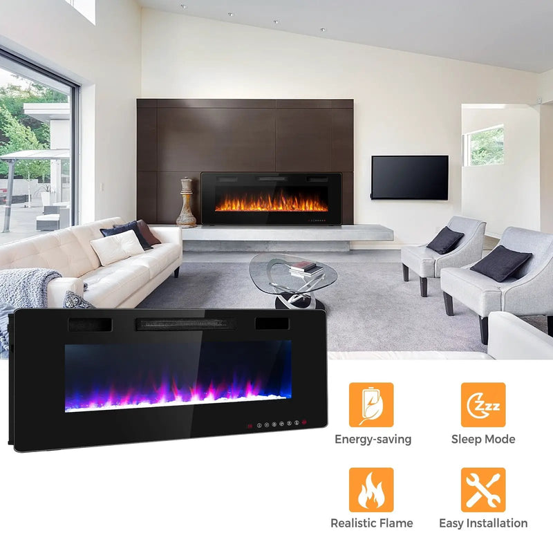 60 Inch Ultra Thin Electric Fireplace with 2 Heat Settings by DirectDeals
