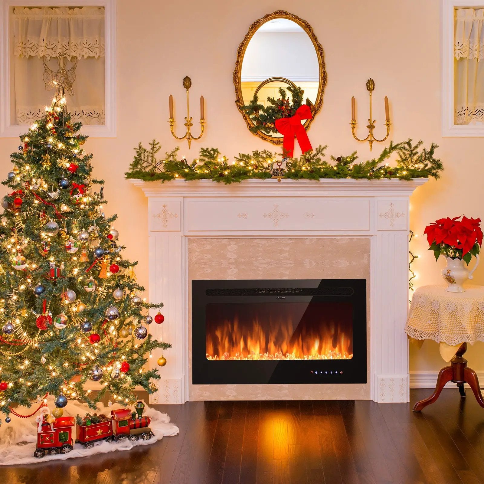 36 Inch Electric Fireplace Insert Wall Mounted with Timer by DirectDeals