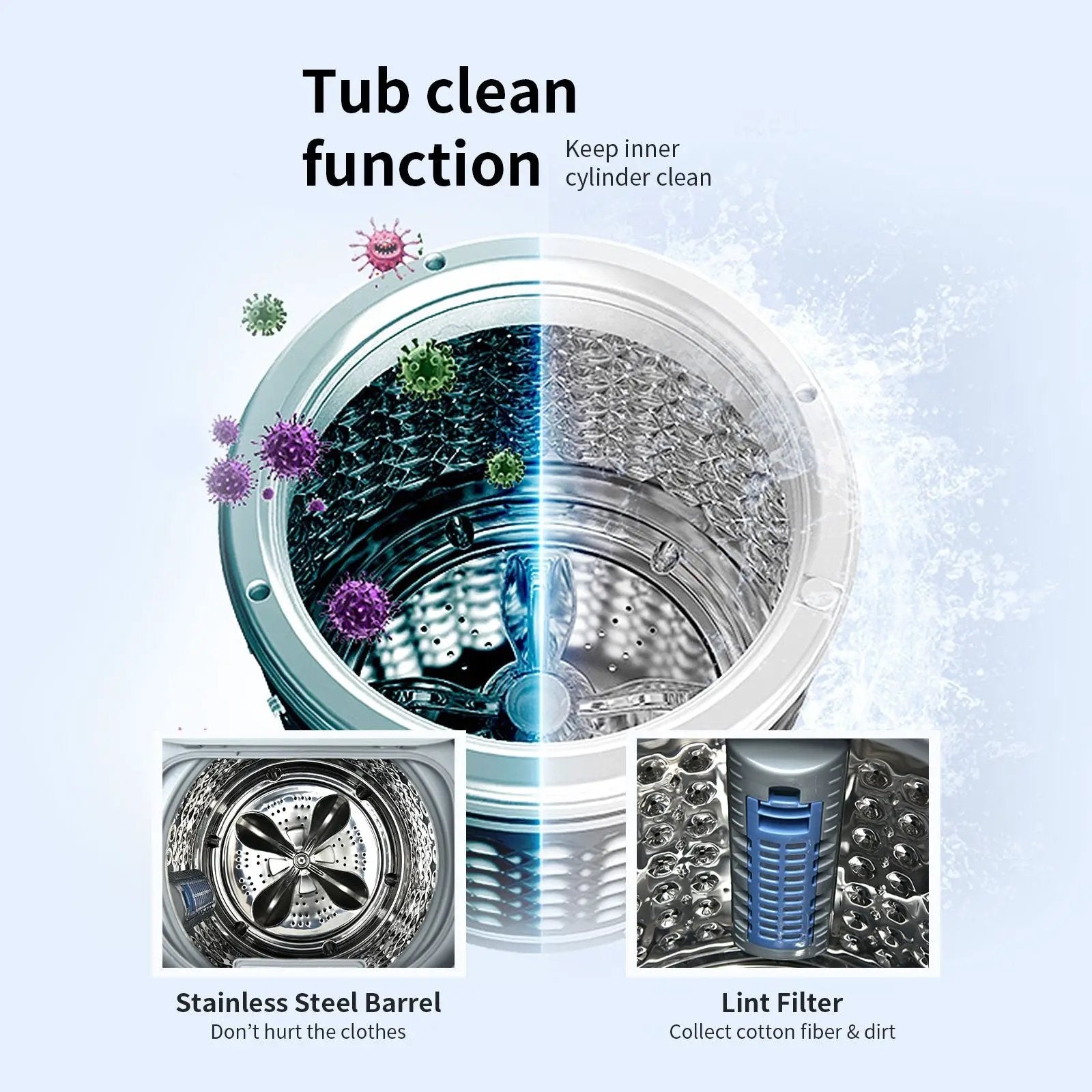7.7 lbs Compact Full Automatic Washing Machine with Heating Function Pump by DirectDeals