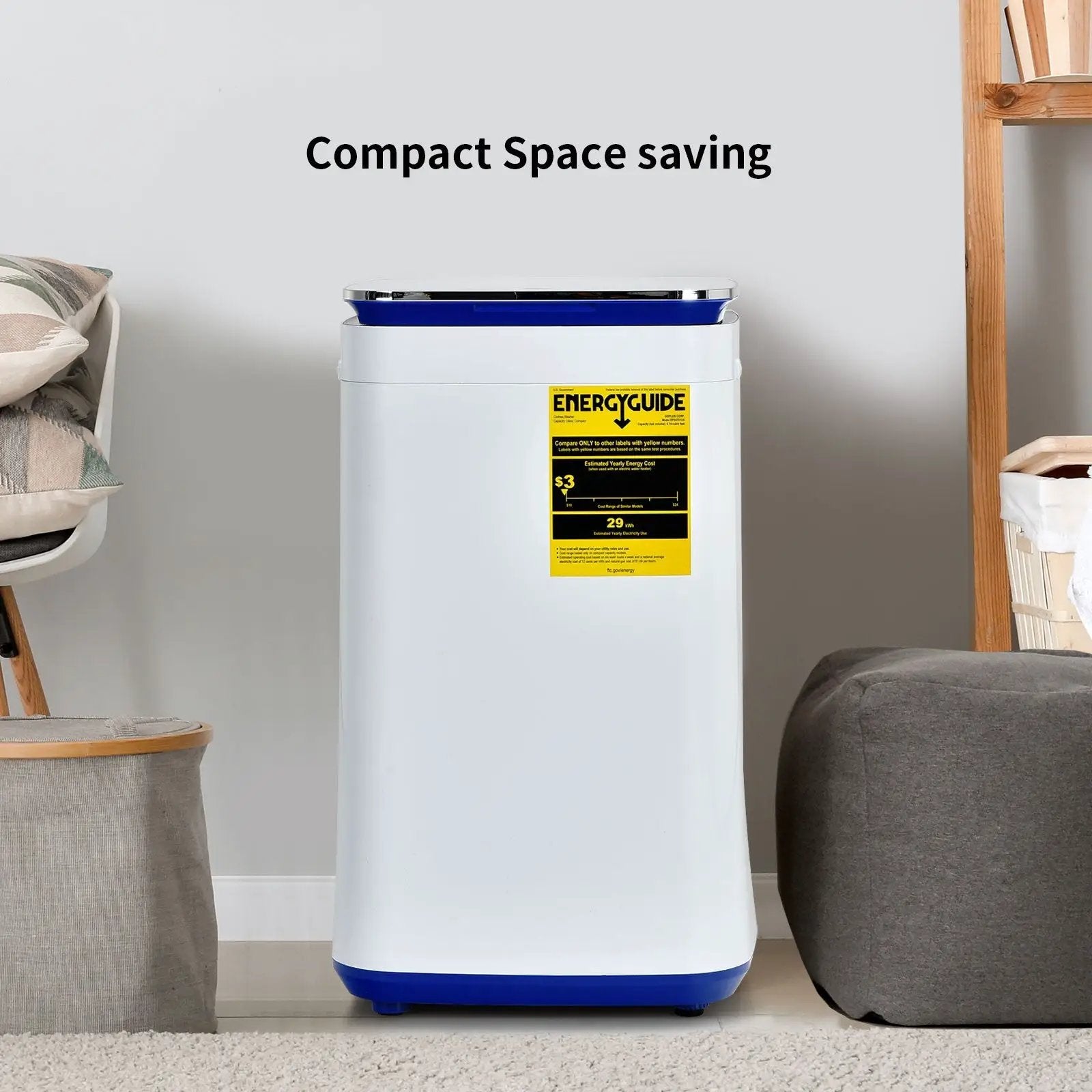 7.7 lbs Compact Full Automatic Washing Machine with Heating Function Pump by DirectDeals