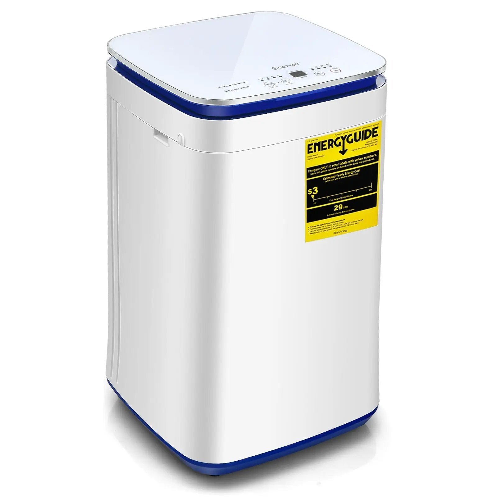 7.7 lbs Compact Full Automatic Washing Machine with Heating Function Pump by DirectDeals