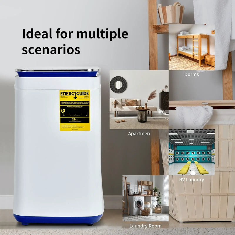 7.7 lbs Compact Full Automatic Washing Machine with Heating Function Pump by DirectDeals