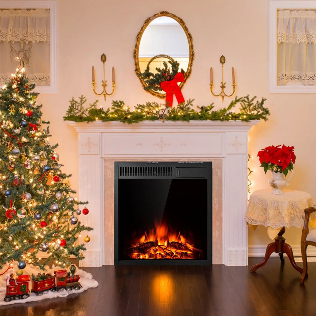 22.5 Inch Electric Fireplace Insert Freestanding and Recessed Heater by DirectDeals