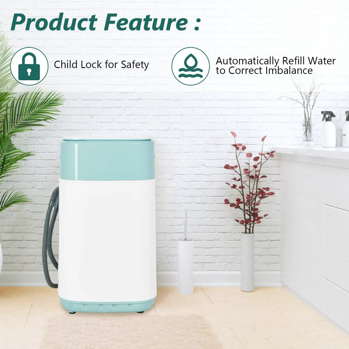 8lbs Portable Fully Automatic Washing Machine with Drain Pump by DirectDeals