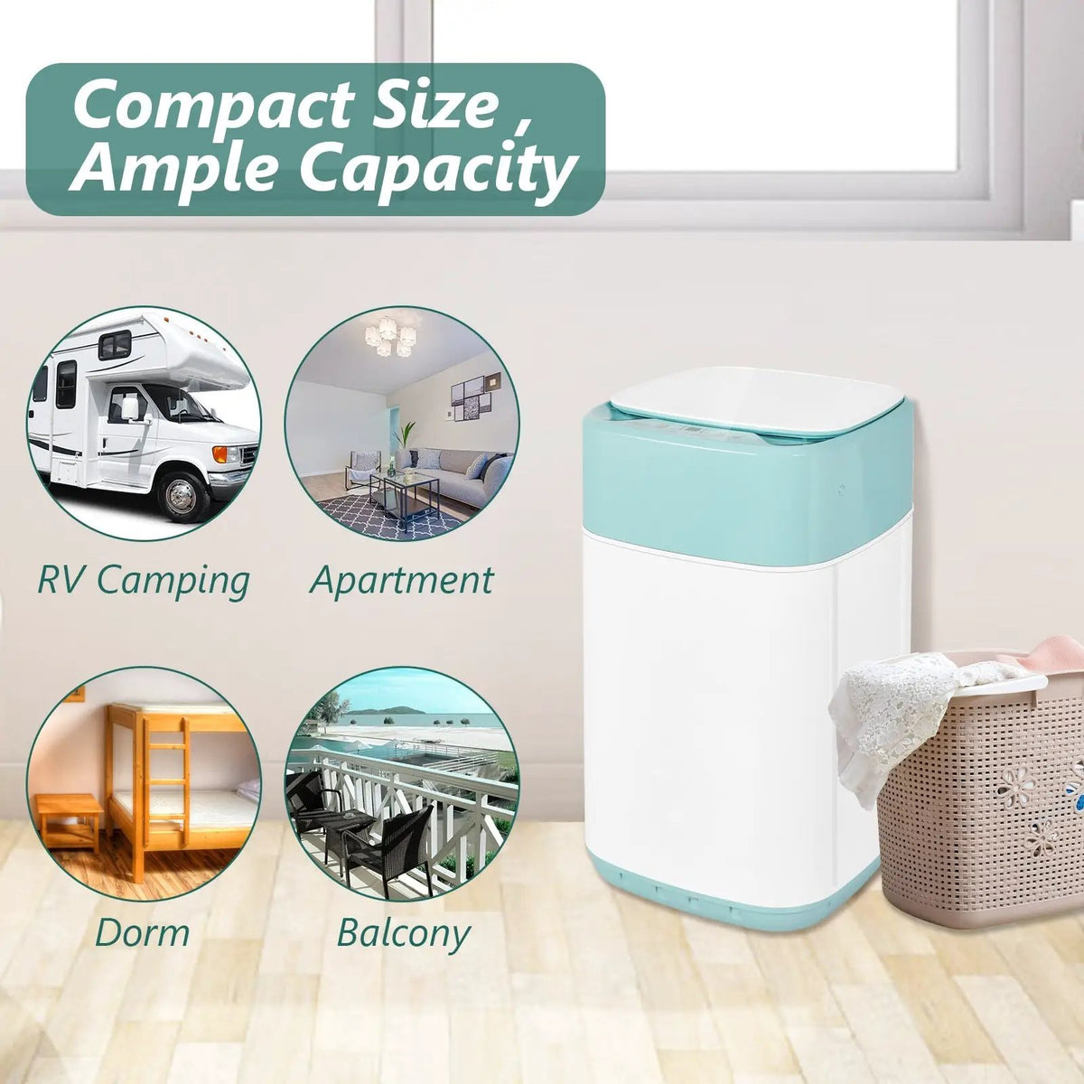 8lbs Portable Fully Automatic Washing Machine with Drain Pump by DirectDeals