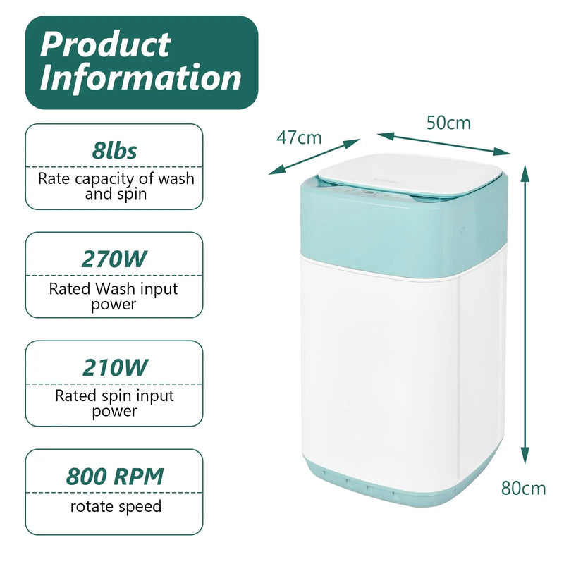 8lbs Portable Fully Automatic Washing Machine with Drain Pump by DirectDeals