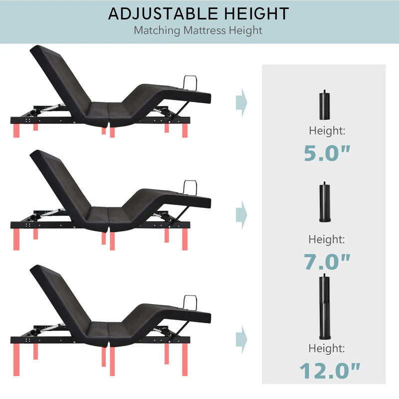Adjustable Electric Bed Frame with Massage Remote Control by DirectDeals