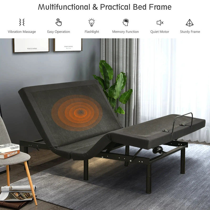 Adjustable Electric Bed Frame with Massage Remote Control by DirectDeals
