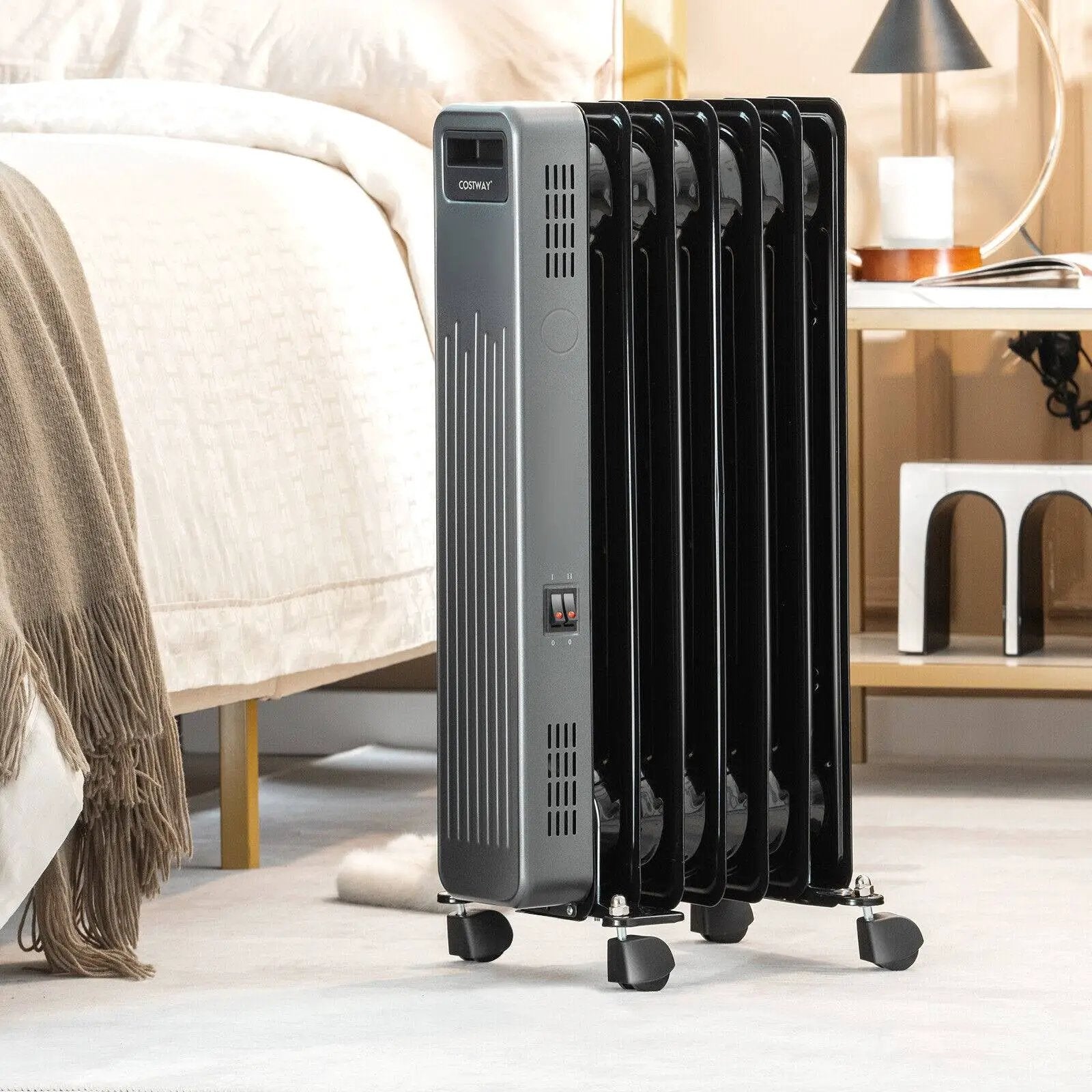 1500W Portable Oil-Filled Radiator Heater for Home and Office-Black by DirectDeals
