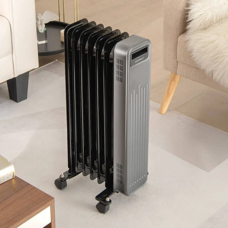 1500W Portable Oil-Filled Radiator Heater for Home and Office-Black by DirectDeals