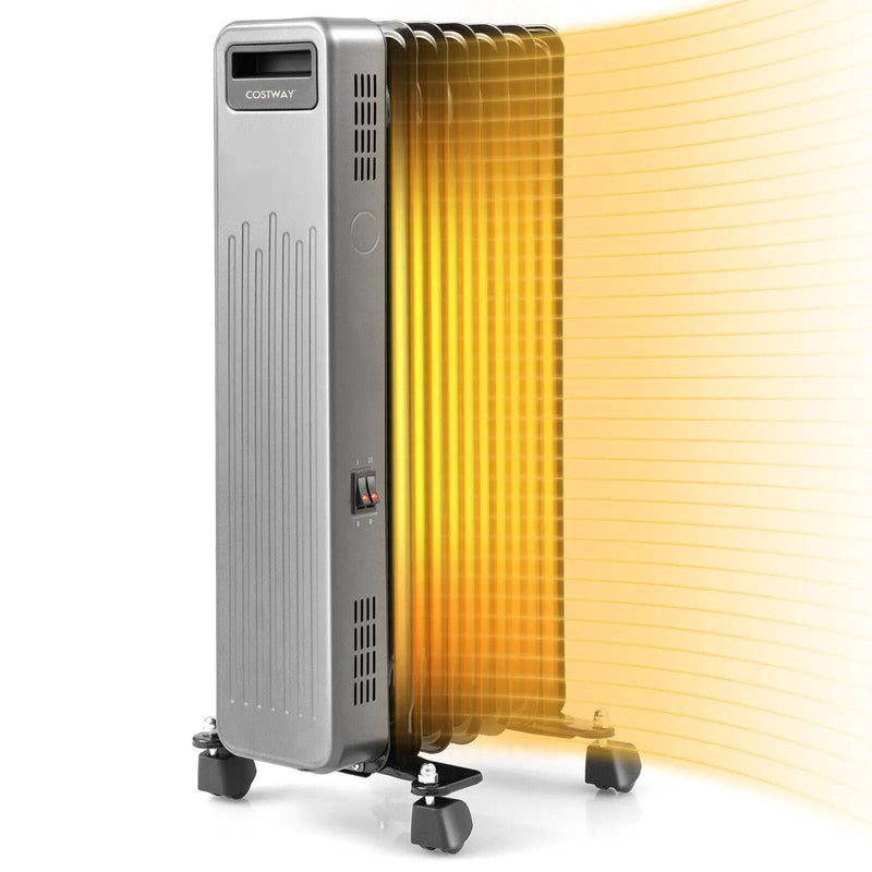 1500W Portable Oil-Filled Radiator Heater for Home and Office-Black by DirectDeals