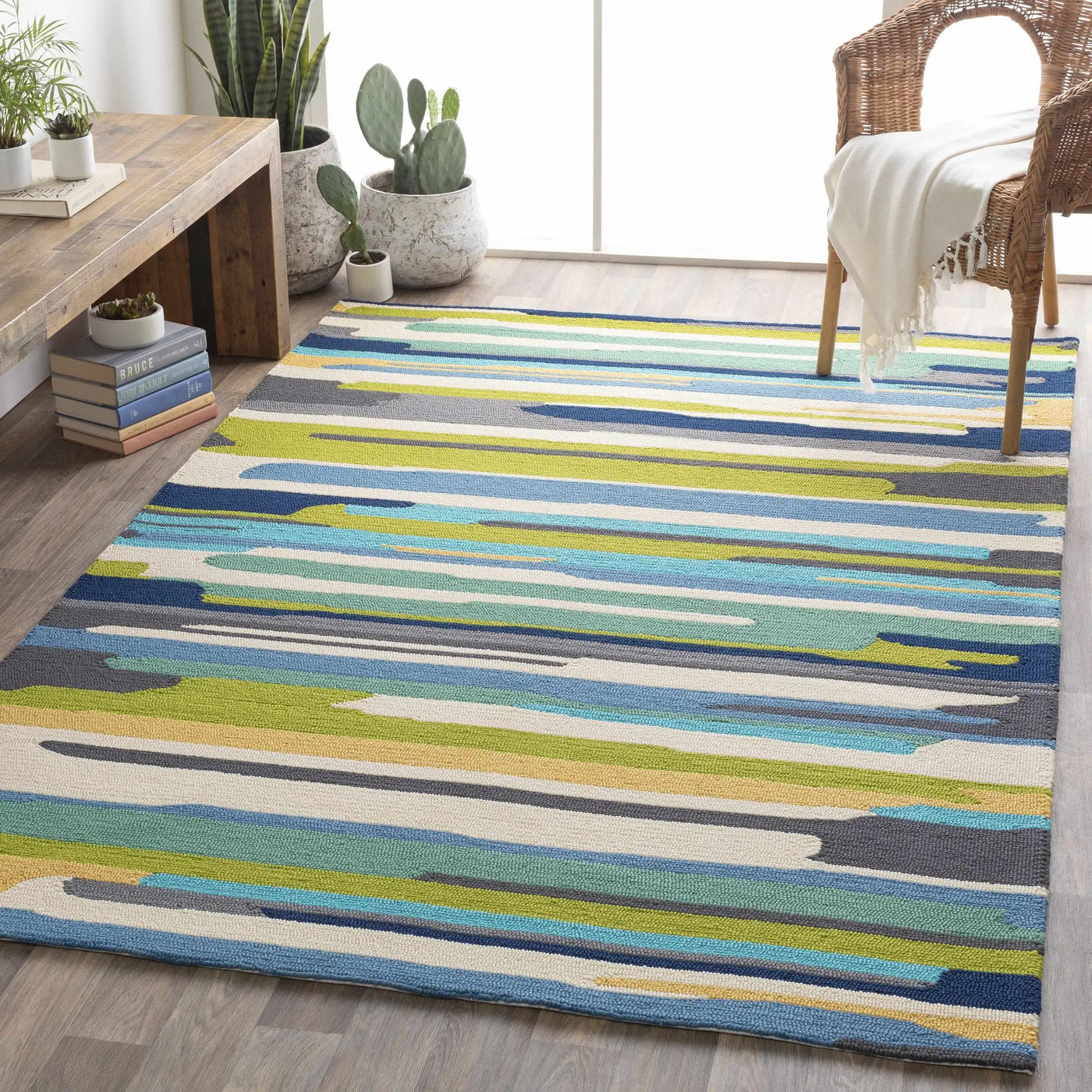 Ephrata Colorful Blue Outdoor Rug - Clearance by Boutique Rugs
