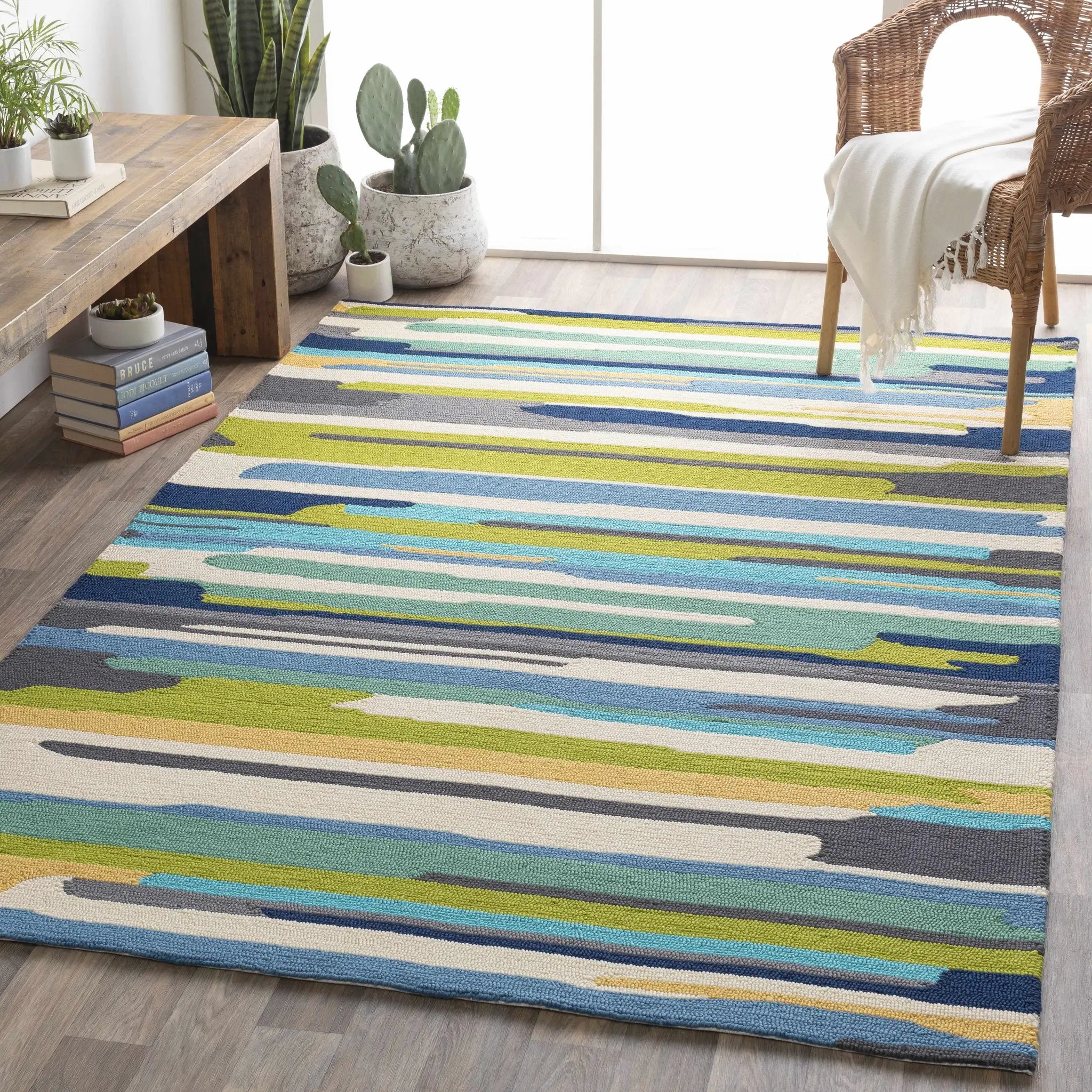 Ephrata Colorful Blue Outdoor Rug - Clearance by Boutique Rugs