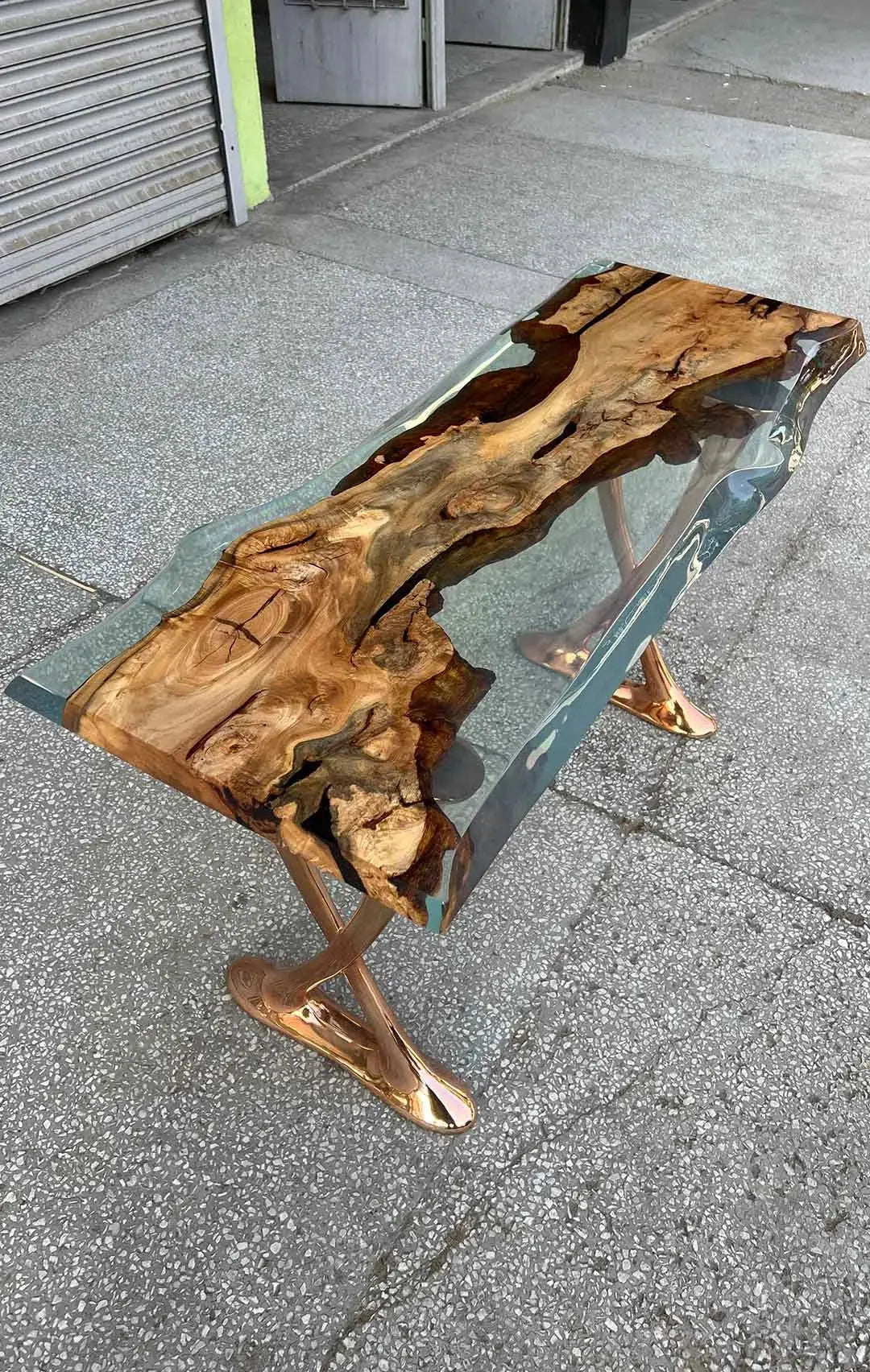 Resin Live Edge Console Table Made of Linden Wood - Foyer Table- Entryway Table, photo 11 of 13