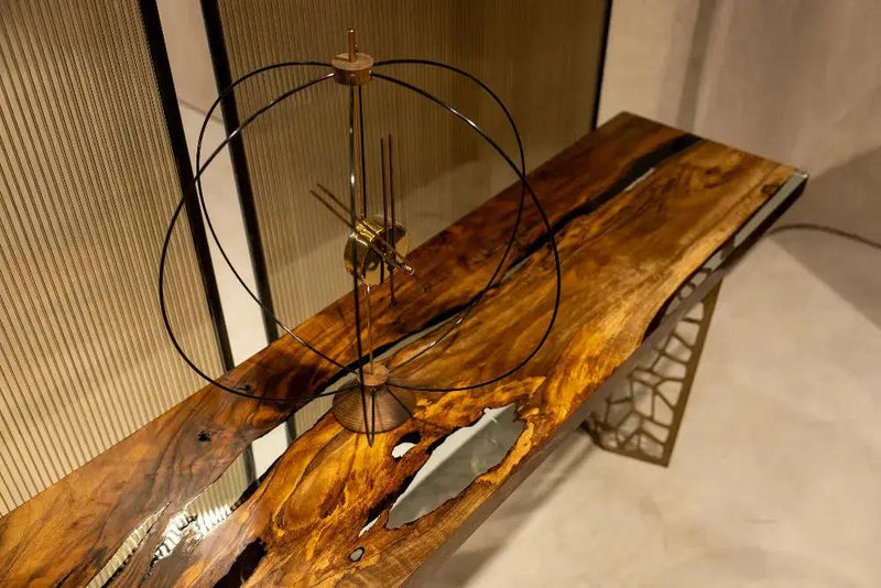 Walnut wood and resin sofa & entry table | Voronoi collection by Gizz