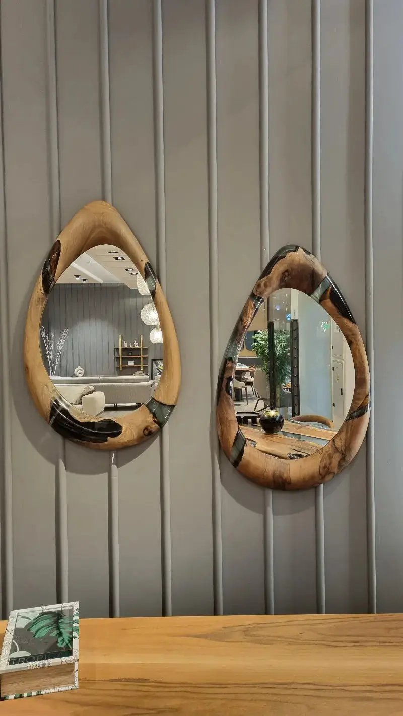 Epoxy-Resin and Walnut, Unique Mirrors by Gizz